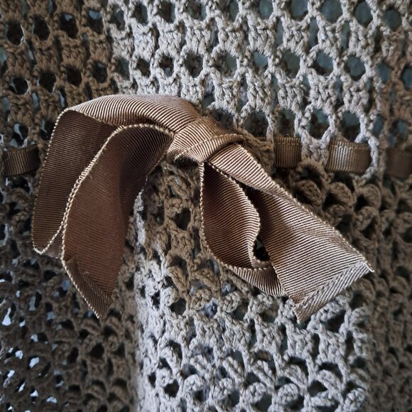 💙Tape Measure Vintage Bohemian Brown Sleeveless Crochet Dress Size Large - Picture 5 of 8